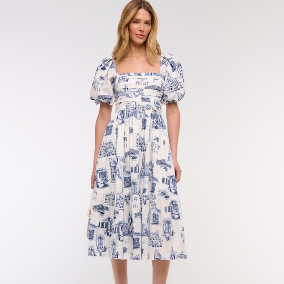 Abercrombie & Fitch Dresses & Skirts - Abercrombie & Fitch Blue and White Midi Dress